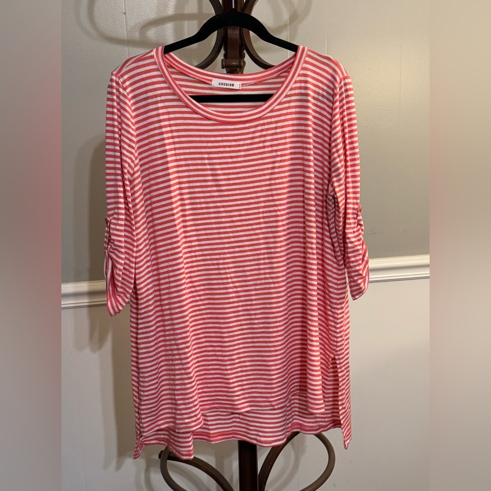 Cherish Orange and White Striped Top